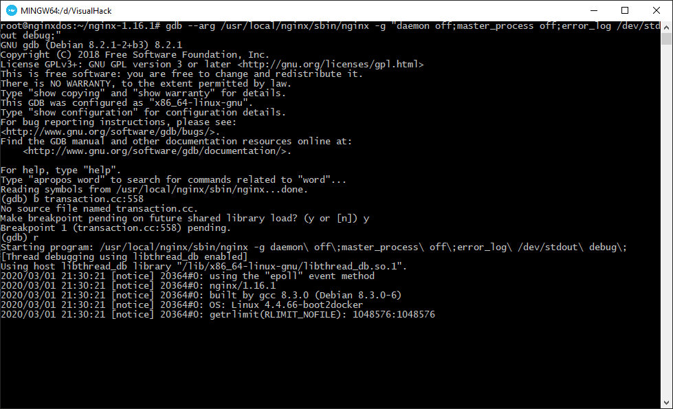 Отладка сервера nginx с библиотекой ModSecurity. Ставим брейк-пойнт на парсере заголовка cookie