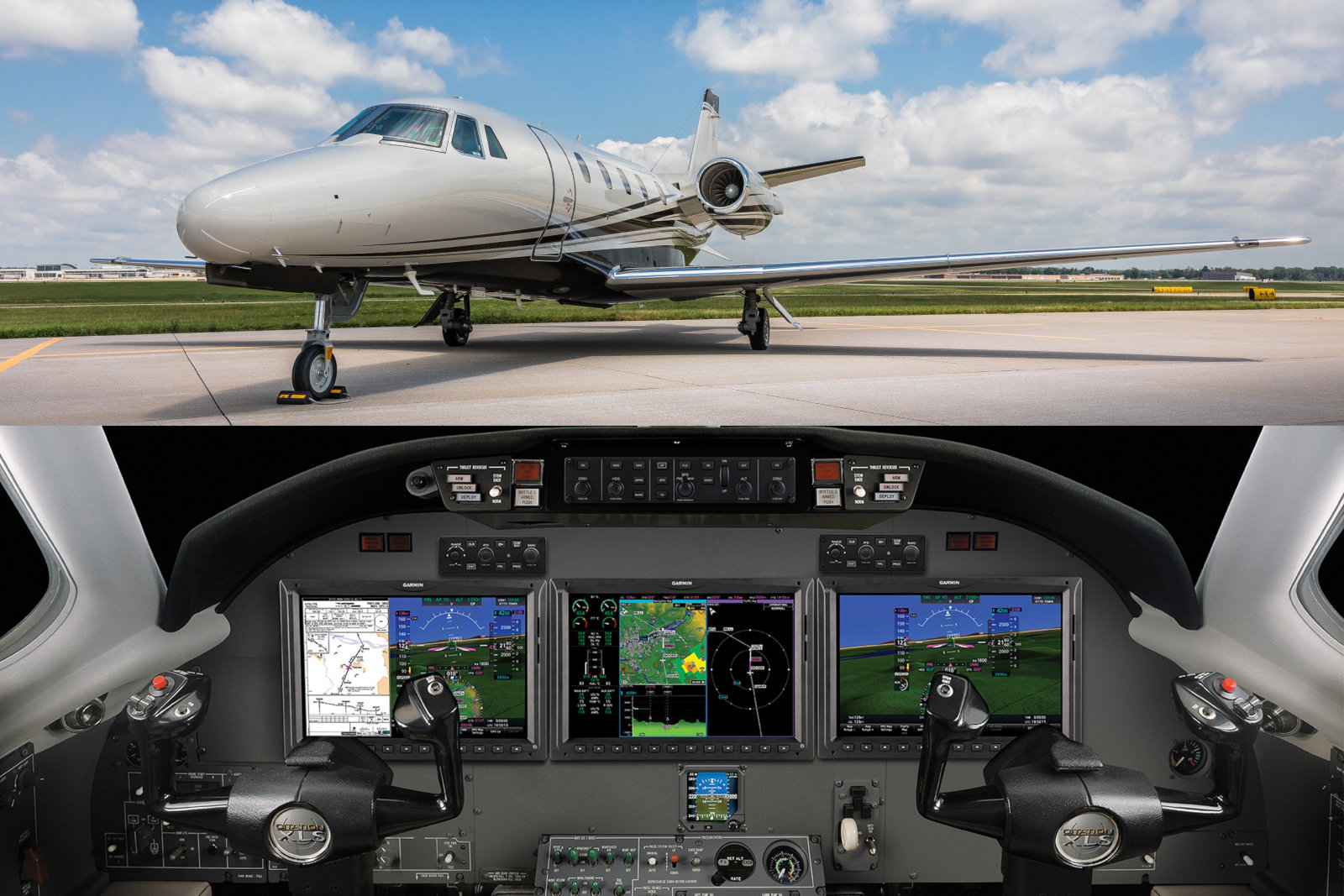 Бизнес-джет Cessna Citation с панелью управления Garmin G5000