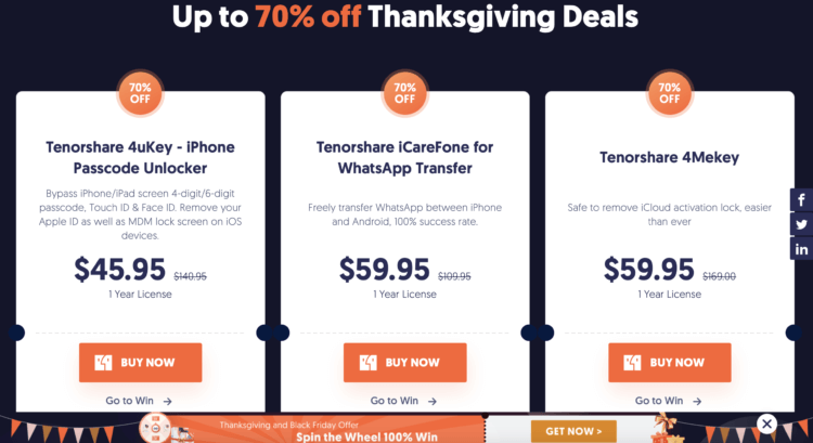 Черная пятница от Tenorshare: купи одно приложение, получи второе бесплатно (и 100% призы)