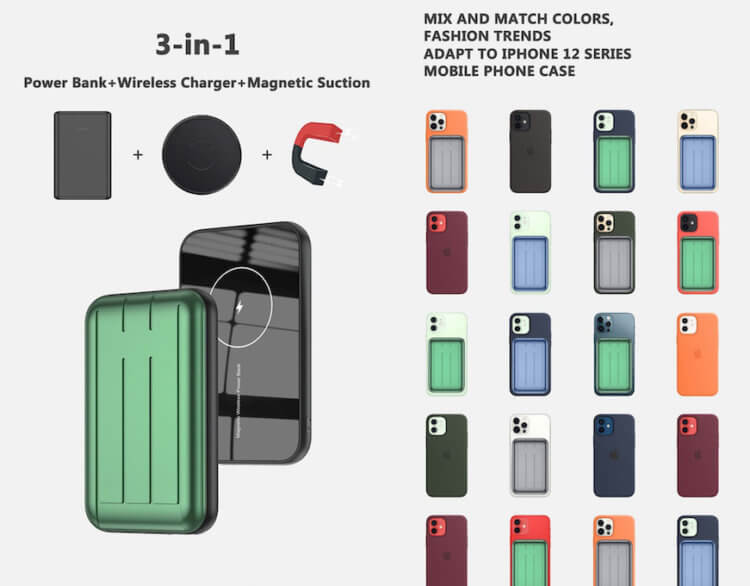 Вышел съёмный MagSafe-аккумулятор для iPhone. Он крепится к нему на магнитах