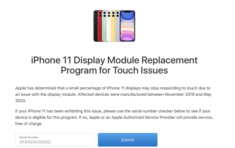 Apple бесплатно заменит дисплей iPhone 11, если он не реагирует на нажатия