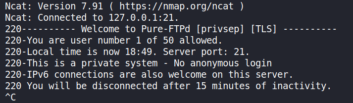 Пример ответа FTP-сервера