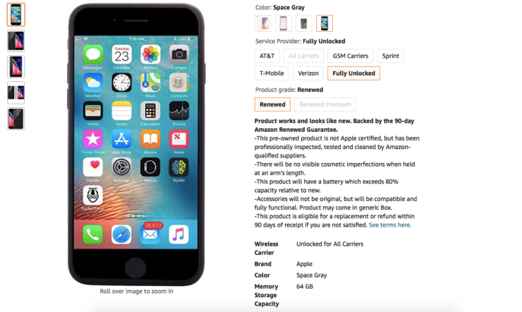 Amazon восстанавливает iPhone и продаёт в 2 раза дешевле, чем Apple